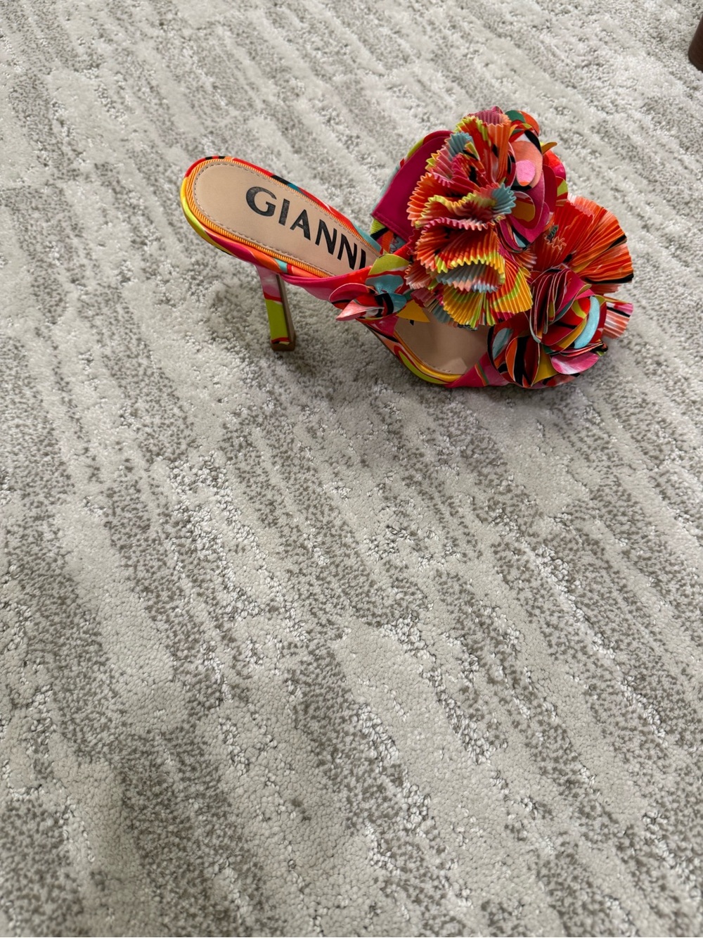 Gianni Bini Bright Multicolor Floral Pleated Slide Heel